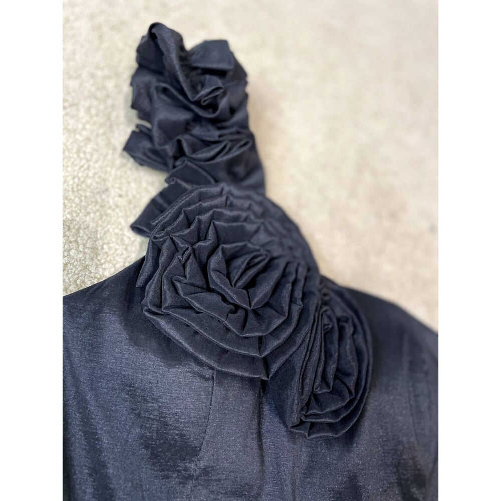 Vintage One-Shoulder Floral Embellishment Top - Black S - Picture 2 of 5